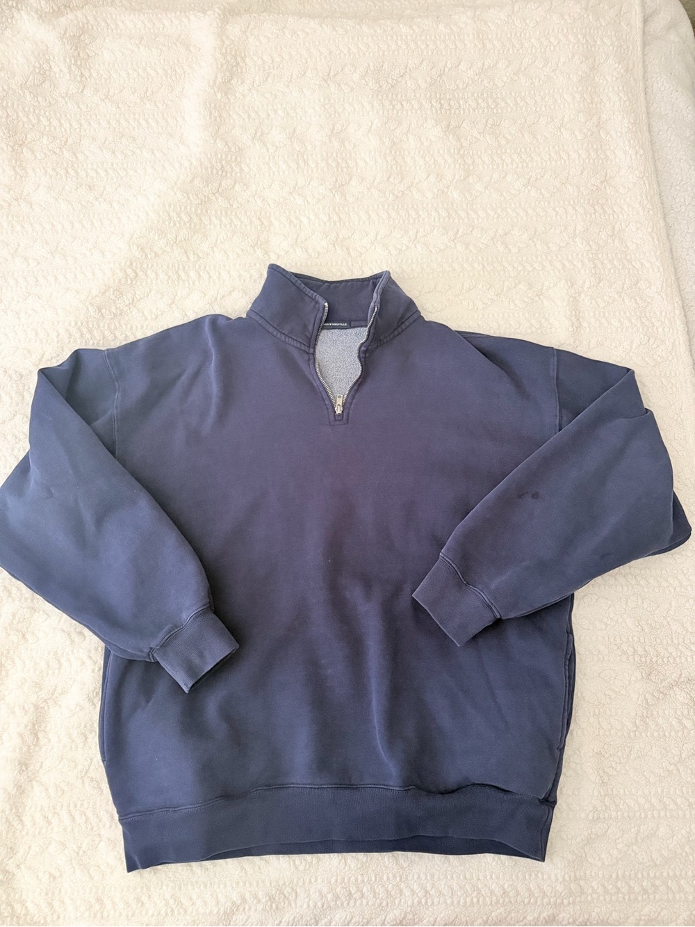 Brandy Melville Oversized Navy Quarter Zip with Pockets